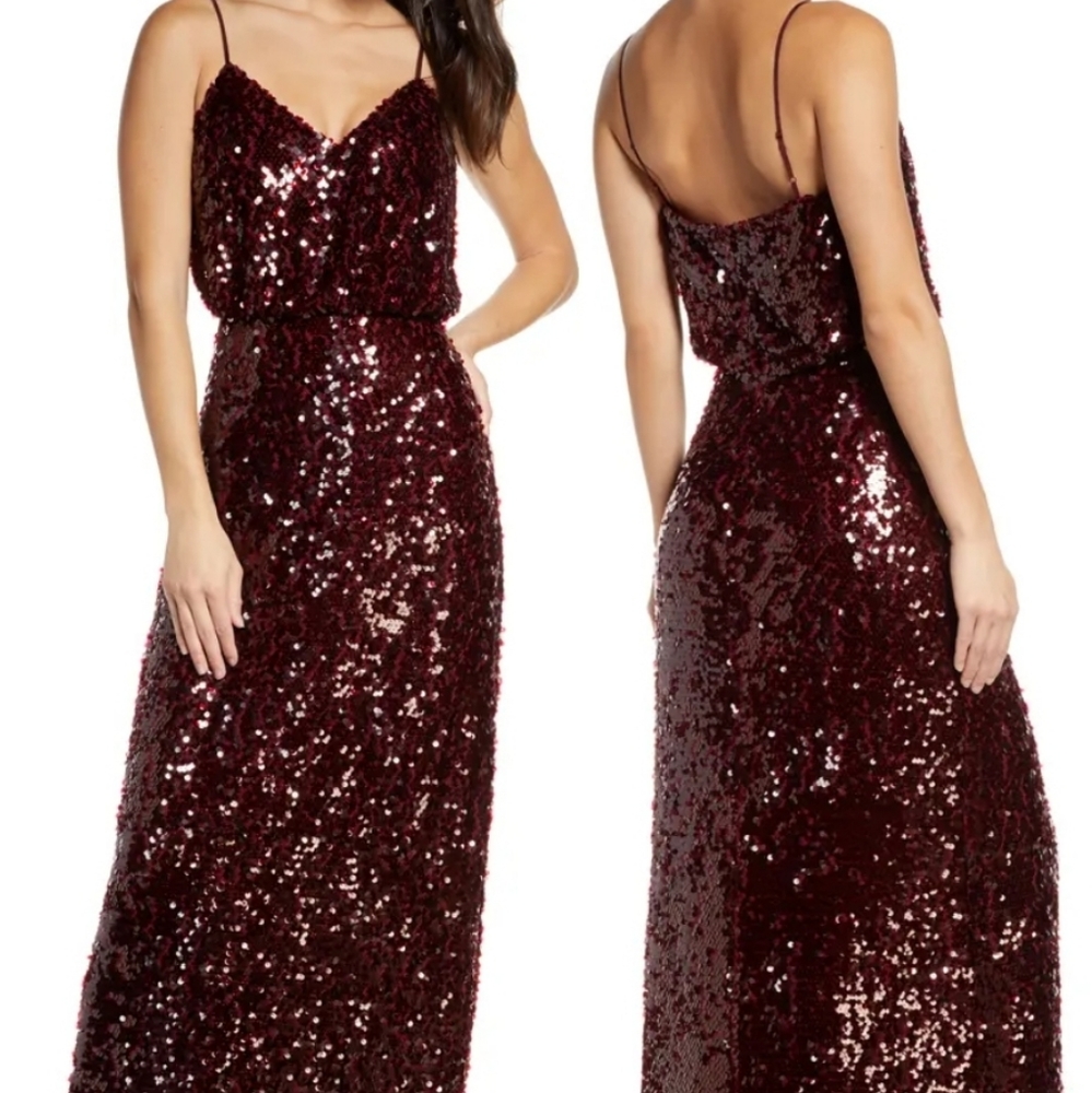 WAYF "The Savannah" Blouson Pailette Evening Gown